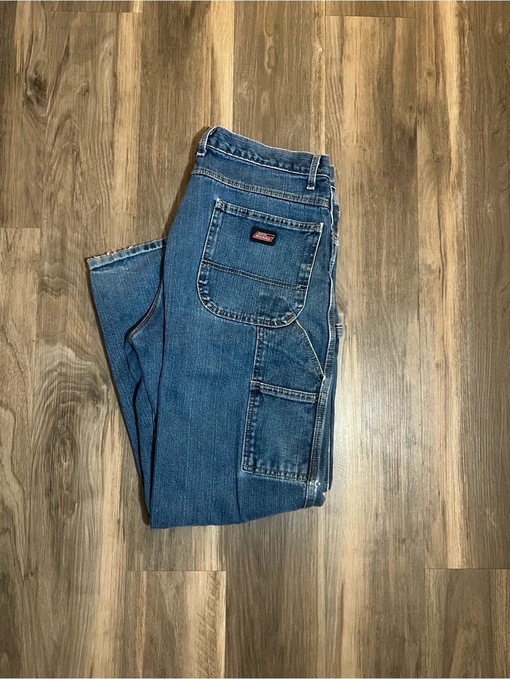 Dickies Men's Carpenter Jeans Size 36 x 30 Straight Workwear Blue Denim Distress